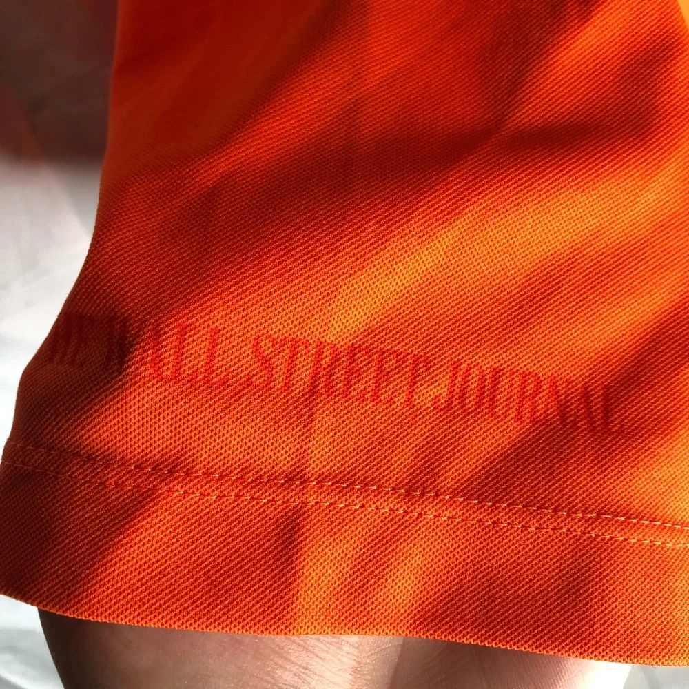 Nike Golf Mens Size Large Orange Dri-Fit Polo Shirt Short Sleeve Wallstreet Logo